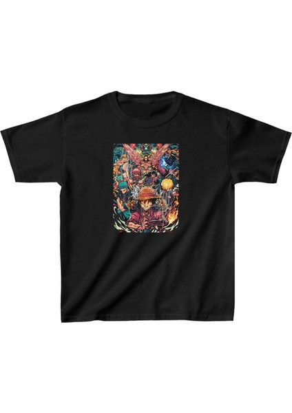 Unisex Çocuk Baskılı T-Shirt - Siyah -Vlmr