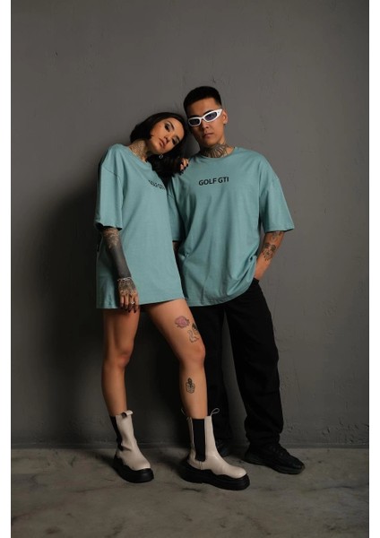 Erkek Oversize Baskılı Tişört - Golf Gtı Retro Araba Desenli,-Mint Yeşili -Vlmr fırsatları