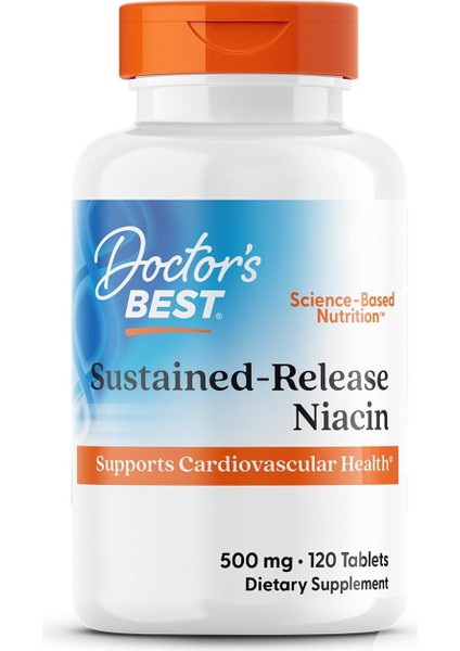 Doctors Best Sustained-Release Vitamin B3 Niacin With Niaxtend Supports Heart Health 120 Veg Caps
