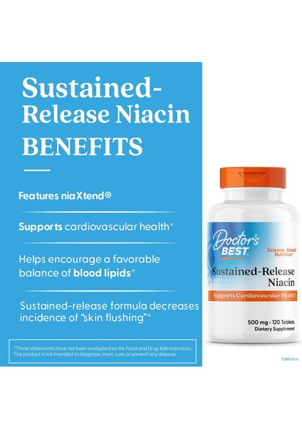 Doctors Best Sustained-Release Vitamin B3 Niacin With Niaxtend Supports Heart Health 120 Veg Caps fiyatları