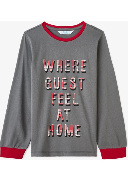 Erkek Çocuk Guests Ekoseli Pamuklu Uzun Kollu 2'li Pijama Takımı