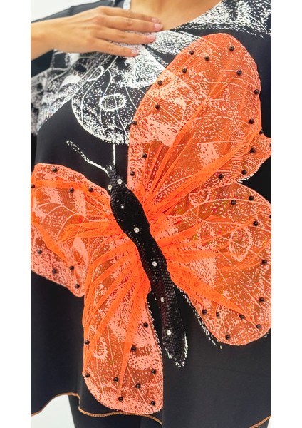 Büyük Beden Viskon Taşlı Boncuk Detaylı Kapri Kol Oversize Kadın Bluz indirimleri