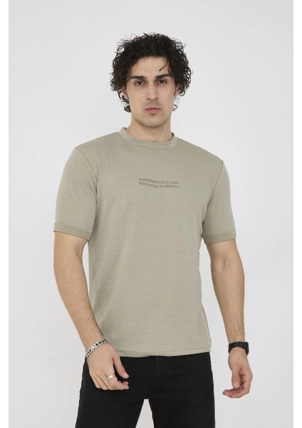 Unisex Bisiklet Yaka Slim Fit T-Shirt- Açık Yeşil -Vlmr