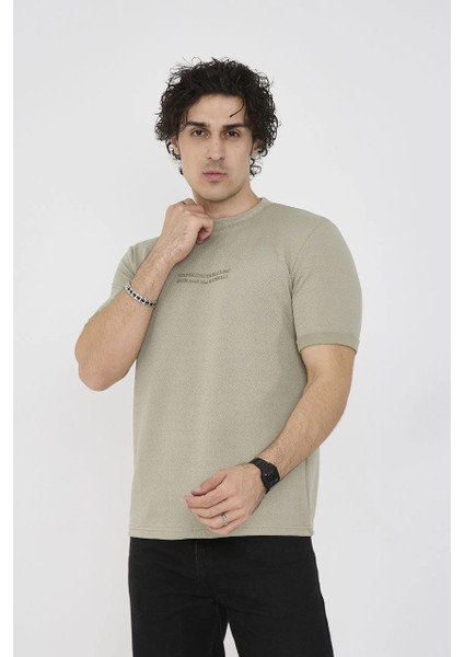 Unisex Bisiklet Yaka Slim Fit T-Shirt- Açık Yeşil -Vlmr indirimleri