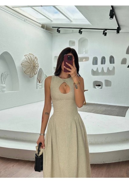 Kolsuz Uzun Kabardin Elbise - Gri -Vlmr fırsatları