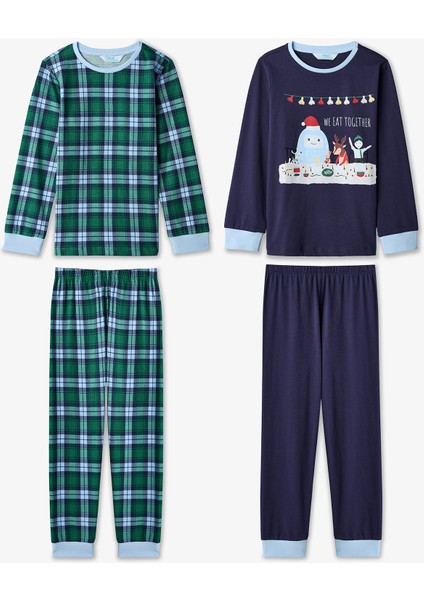 Erkek ÇocukTogether Ekoseli Pamuklu 2li Pijama Takımı