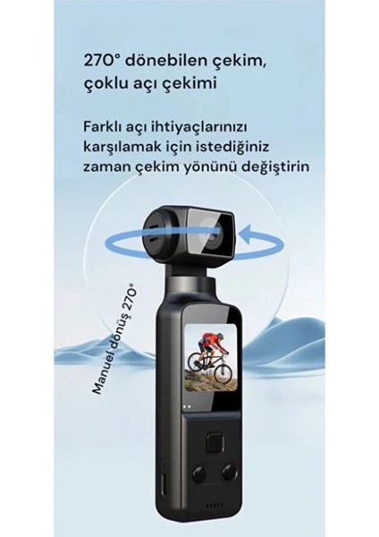 4K Ultra Hd 270° Döndürülebilir Su Geçirmez Wifi Vlog Spor ve Aksiyon Kamerası indirimleri