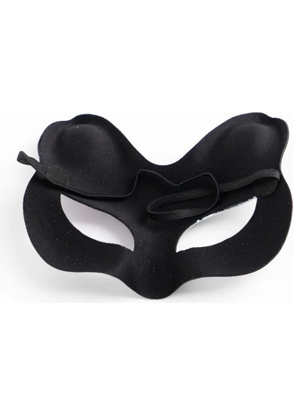 Siyah Renk Süet Kaplama Üzeri Mavi Kırmızı Simli Kedi Maskesi 17X14 cm modelleri