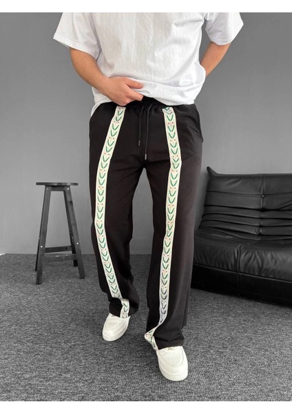 Iki Iplik Kumaş Şeritli Alt Esofman - Siyah -Vlmr modelleri