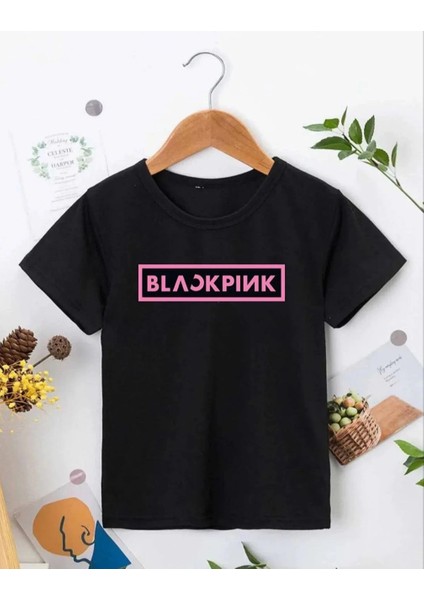 Kız Çocuk Bisiklet Yaka Baskılı T-Shirt - Siyah -Vlmr