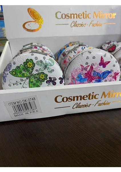 Yuvarlak Kelebek Desenli Taşlı Görünümlü Cep Aynası fiyatları