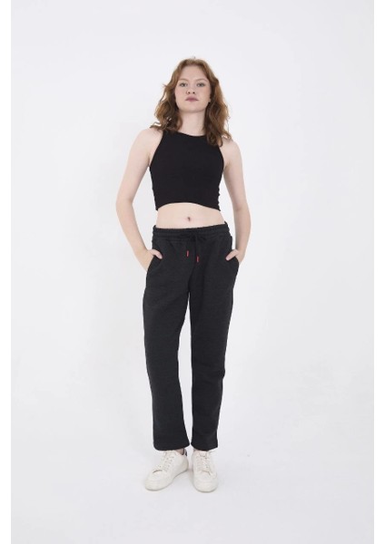 Unisex Üç Iplik Basic Eşofman Pantolon - Antrasit -Vlmr