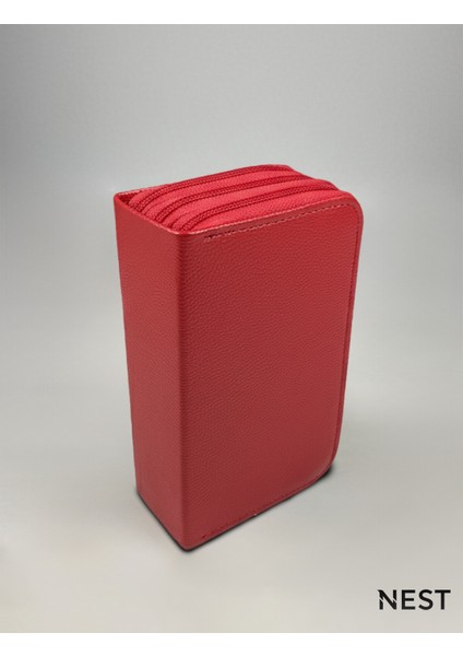 Sunii Deri Kırmızı 3 Fermuarlı Kalemlik, Cüzdan, Kadın Cüzdanı fırsatları