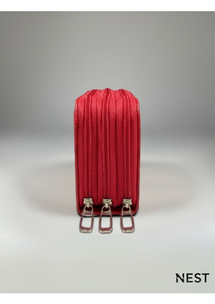 Sunii Deri Kırmızı 3 Fermuarlı Kalemlik, Cüzdan, Kadın Cüzdanı indirimleri