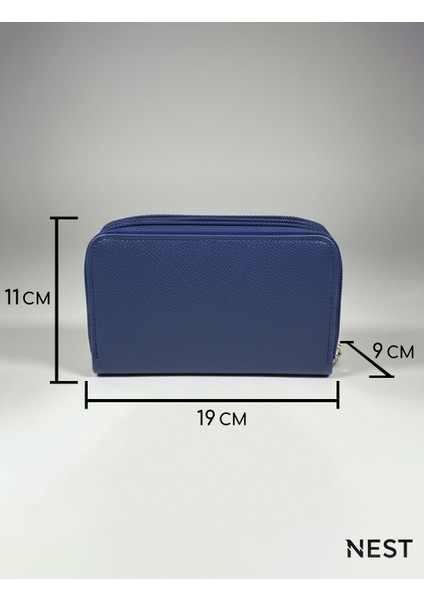 Sunii Deri Lacivert 3 Fermuarlı Kalemlik, Cüzdan, Kadın Cüzdanı modelleri