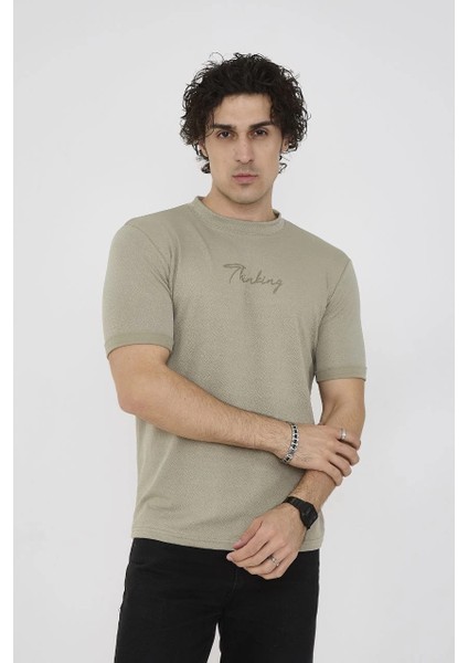 Unisex Bisiklet Yaka Slim Fit T-Shirt- Açık Yeşil -Vlmr modelleri