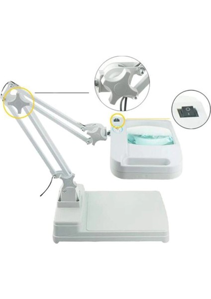 5x 10X Büyüteç LED Işıklı Süper Parlak Enerji Tasarruflu Masa Lambası LT861 modelleri