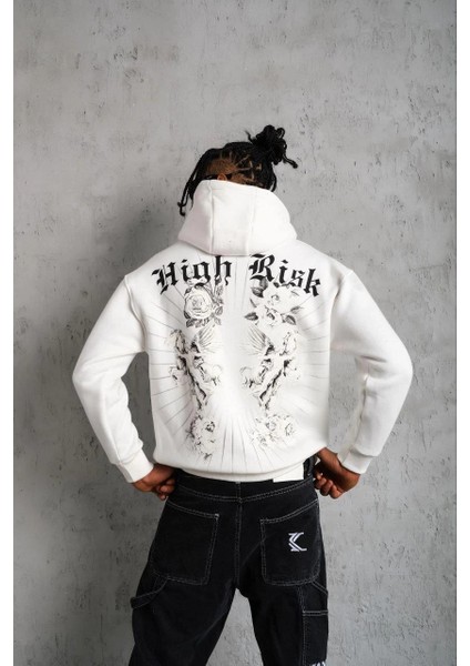 Erkek Baskılı Kapşonlu Sweat - Beyaz -Vlmr fiyatları