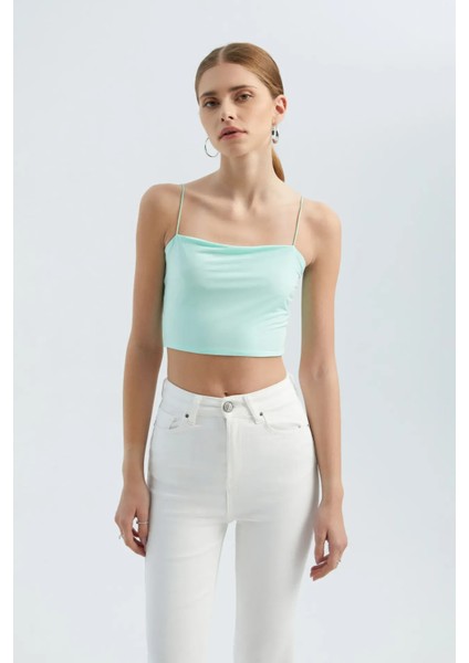 Kadın Basic Crop Atlet Yeşil