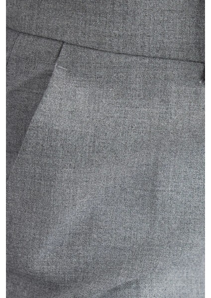 Kadın Yüksek Bel Düz Bacak Pantolon Gri