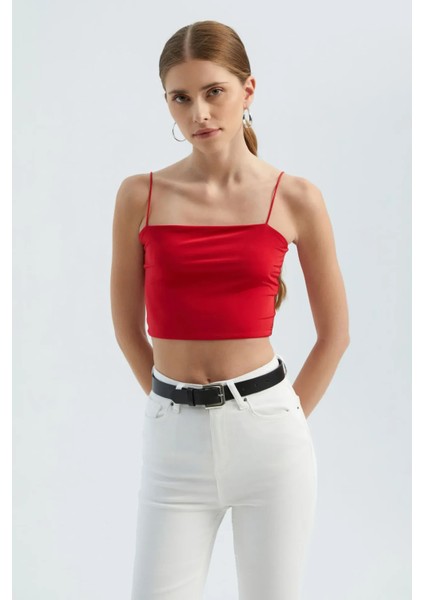 Kadın Basic Crop Atlet Kırmızı
