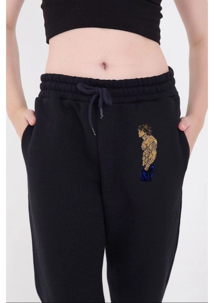 Lastikli Üç Iplik Baskılı Eşofman Pantolon - Lacivert -Vlmr