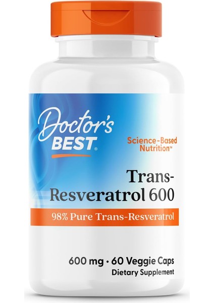 Trans-Resveratrol 600 98% Pure Brain & Cognitive 60 Veggie Caps