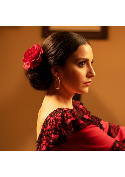 Woody Cord Kırmızı Saten Gül Toka Klasik ve Romantik