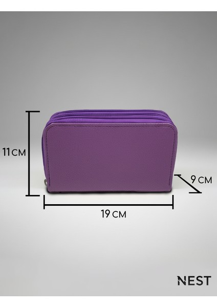 Sunii Deri Mor 3 Fermuarlı Kalemlik, Cüzdan, Kadın Cüzdanı modelleri