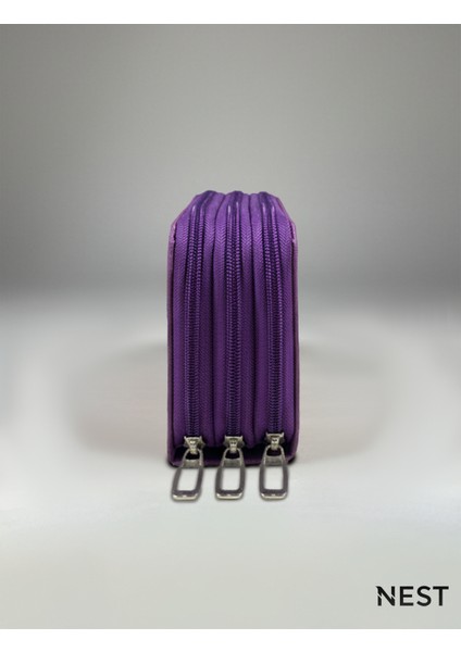 Sunii Deri Mor 3 Fermuarlı Kalemlik, Cüzdan, Kadın Cüzdanı indirimleri