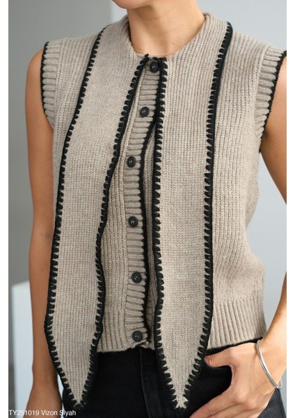 Kadın Fular Yaka Düğmeli Yelek fırsatları