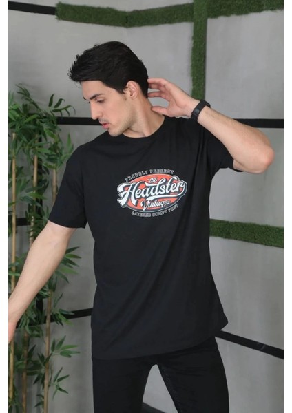 Unisex Baskılı Oversize T-Shirt - Siyah -Vlmr fiyatları