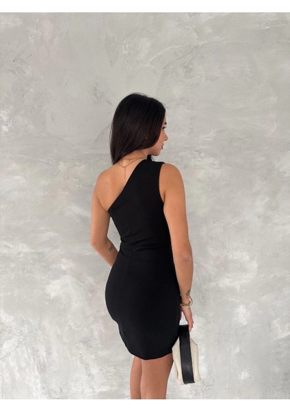 Tek Omuzlu Kolsuz Mini Boy Elbise - Siyah -Vlmr fırsatları