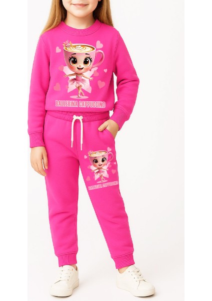 Kız Çocuk 3 Iplik Şardonlu Görsel Baskılı Alt-Üst Takım-3 -10 Yaş 12410