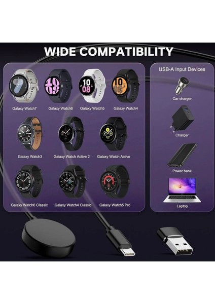 Samsung Galaxy Watch 3/4/5/6/7/8/active/fe/ultra Uyumlu Typ-C + USB Çevirici Şarj Cihazı Aleti Kablo fiyatları