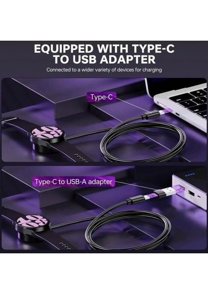 Samsung Galaxy Watch 3/4/5/6/7/8/active/fe/ultra Uyumlu Typ-C + USB Çevirici Şarj Cihazı Aleti Kablo modelleri