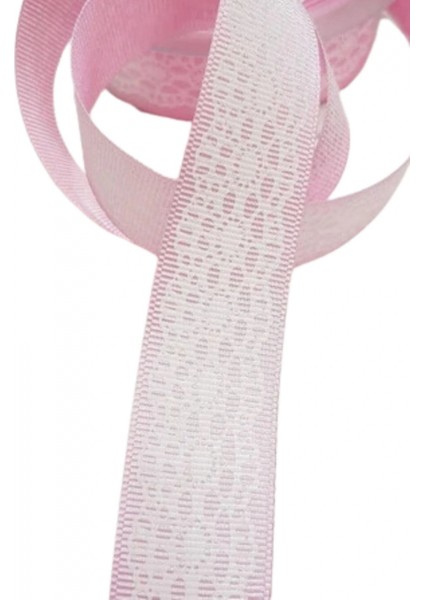 Tafta Dantel Görünümlü Kurdele Pembe 25 mm 2 Metre fiyatları