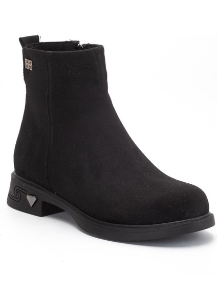 Kadın Bot Siyah Süet Suni Deri Kauçuk Taban Yüzüdüz fırsatları