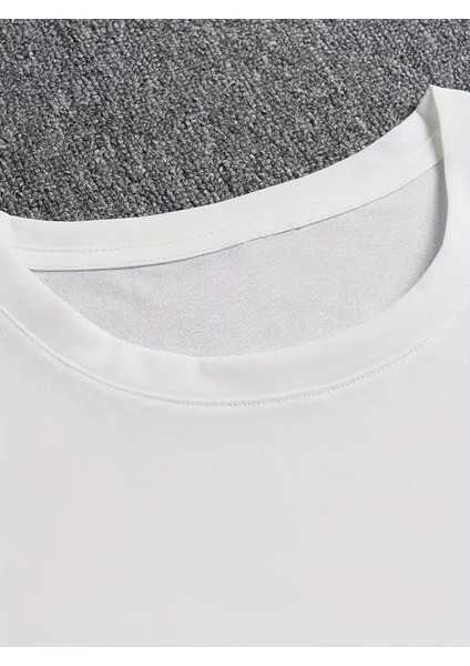 Anımal Desen Baskı Erkek Oversive Tişört, Sporda ve Günlük Giyime Uygun - Beyaz -Vlmr indirimleri