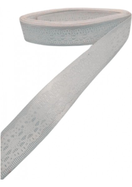 Tafta Dantel Görünümlü Kurdele Gri 25 mm 5 Metre