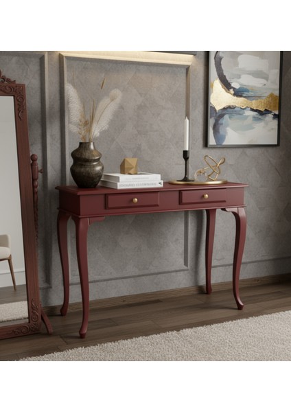 120 cm Masif Çekmeceli Lükens Bordo Dresuar