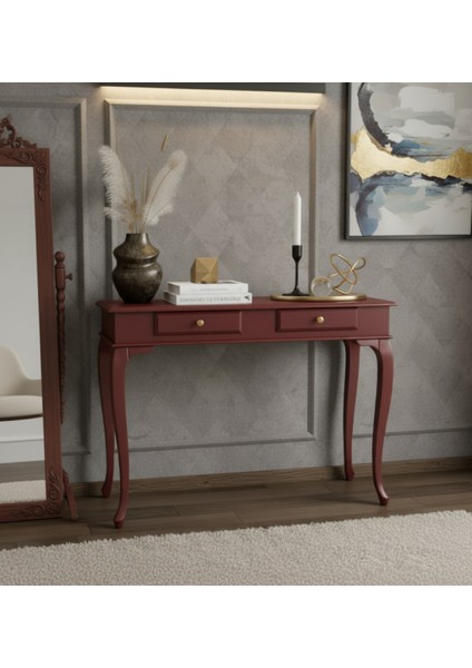 120 cm Masif Çekmeceli Lükens Bordo Dresuar fiyatları