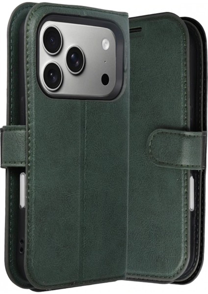 Apple iPhone 17 Pro Max Trend S Plus Kapaklı Kılıf - Yeşil