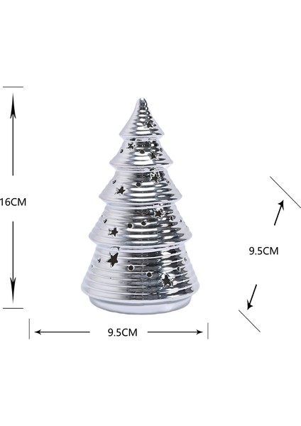 New Year Yılbaşı Christmas Tree Dekoratif Obje Silver 9,5 x 9,5 x 16 cm fiyatları