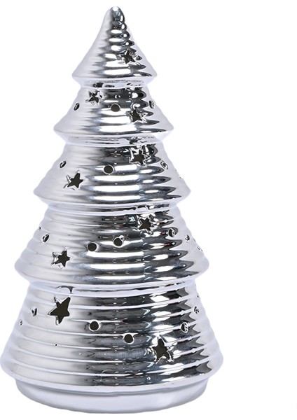 New Year Yılbaşı Christmas Tree Dekoratif Obje Silver 9,5 x 9,5 x 16 cm modelleri