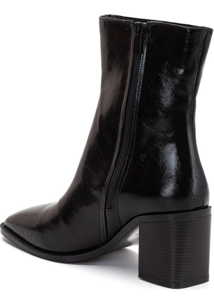 Siyah Kadın Kalın Topuklu Bot Rugan Küt Burun Yüzüdüz fırsatları