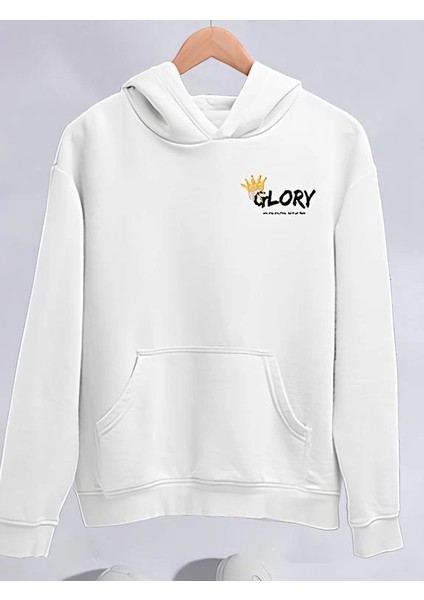 Kışlık Üç Iplik Kapüşonlu Sweatshirt - Beyaz -Vlmr