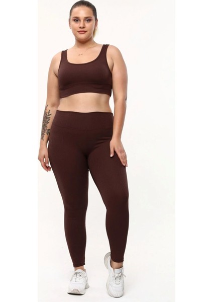 Yüksek Bel Fitilli Büyük Beden Tayt