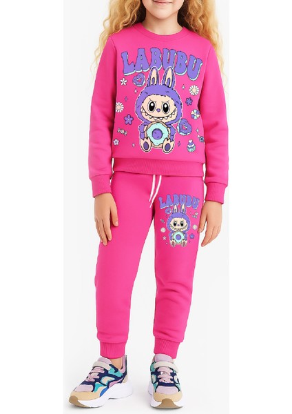 Kız Çocuk 3 Iplik Şardonlu Karakter Baskılı Alt-Üst Takım-3 -10 Yaş 12411