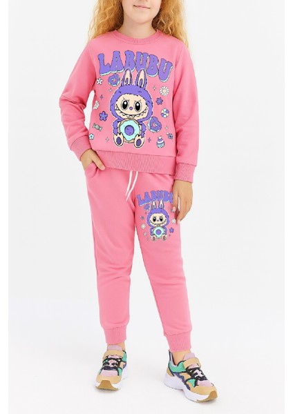 Kız Çocuk 3 Iplik Şardonlu Karakter Baskılı Alt-Üst Takım-3 -10 Yaş 12411